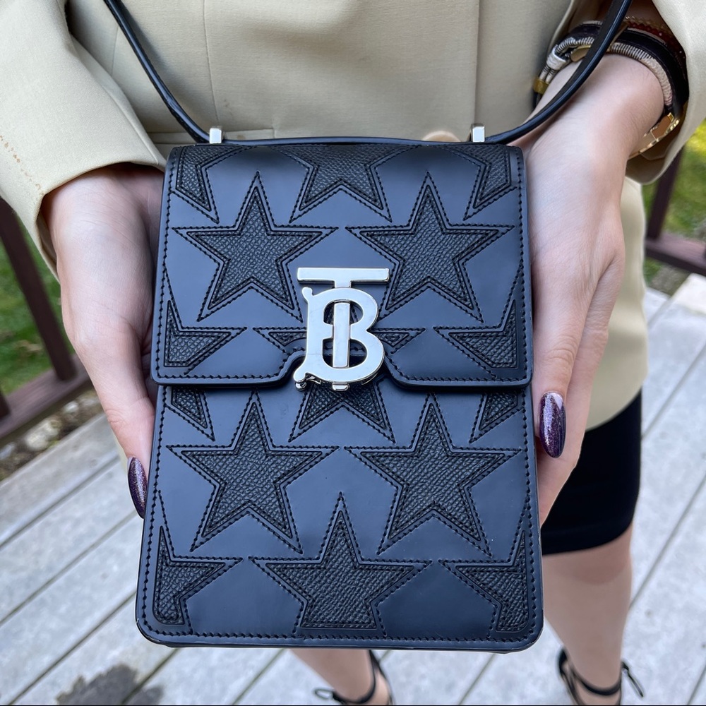 BURBERRY TB Logo Star Patterned Crossbody Leather Bag NWOT Authentic